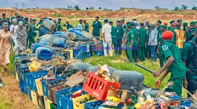 Hisbah Destroys N60 million worth of Alcohol and Narcotics in Katsina