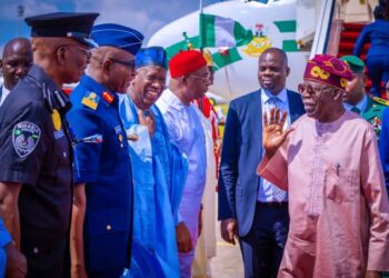 President Tinubu Arrives for AU Meeting in Accra