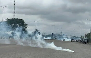 Teargas and Tension: Police Clash With Protester In Eagles Square