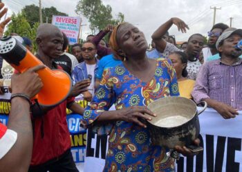 Woman Protests with Empty Pot: A Stark Symbol of Nigeria’s Hardship