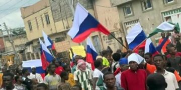 #EndBadGovernance Protest: Undeterred Protesters Troop Out With Russian Flags in Abuja