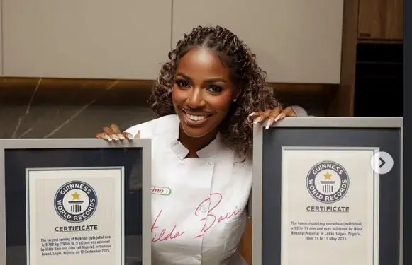 Hilda Baci Takes Delivery of Second Guinness World Record Plaque For Cooking World’s Largest Pot Of Jollof