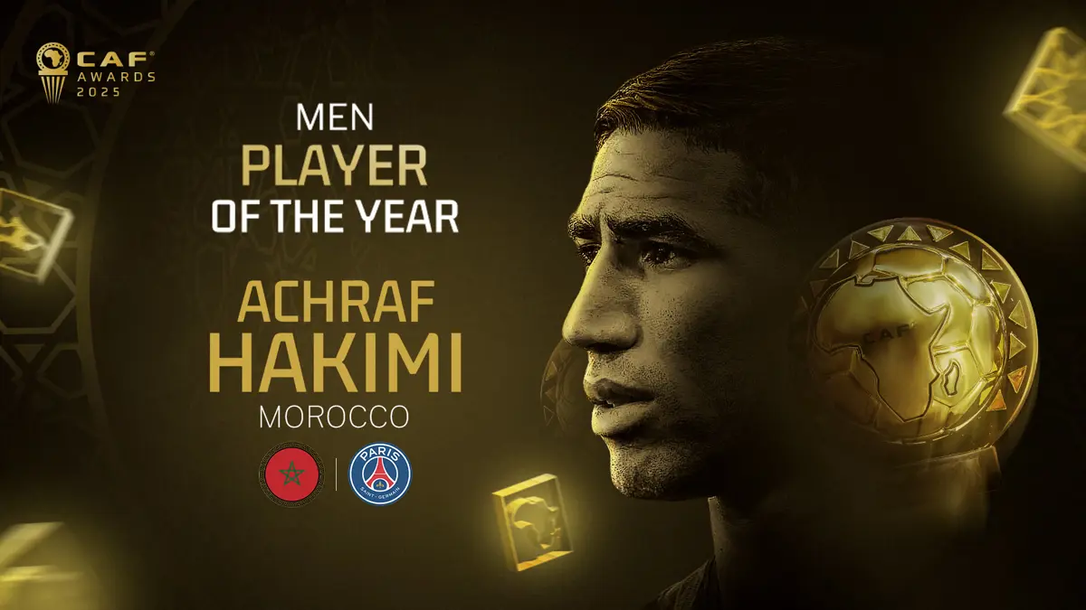 Hakimi Creates History as Defender Wins CAF Men’s Player of the Year