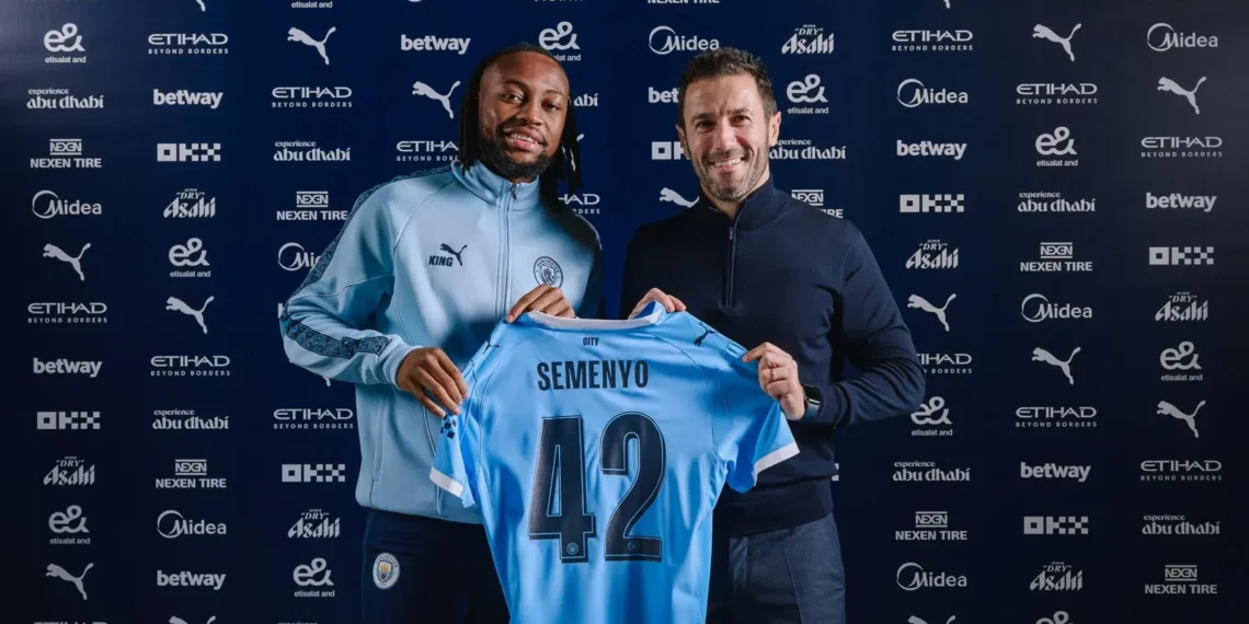 Manchester City has officially unveiled Antoine Semenyo's signing from Bournemouth