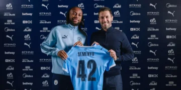 Manchester City has officially unveiled Antoine Semenyo's signing from Bournemouth