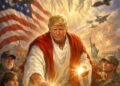 Fake AI Image of Trump as Messiah Delivering Baby Statue of Liberty Goes Viral