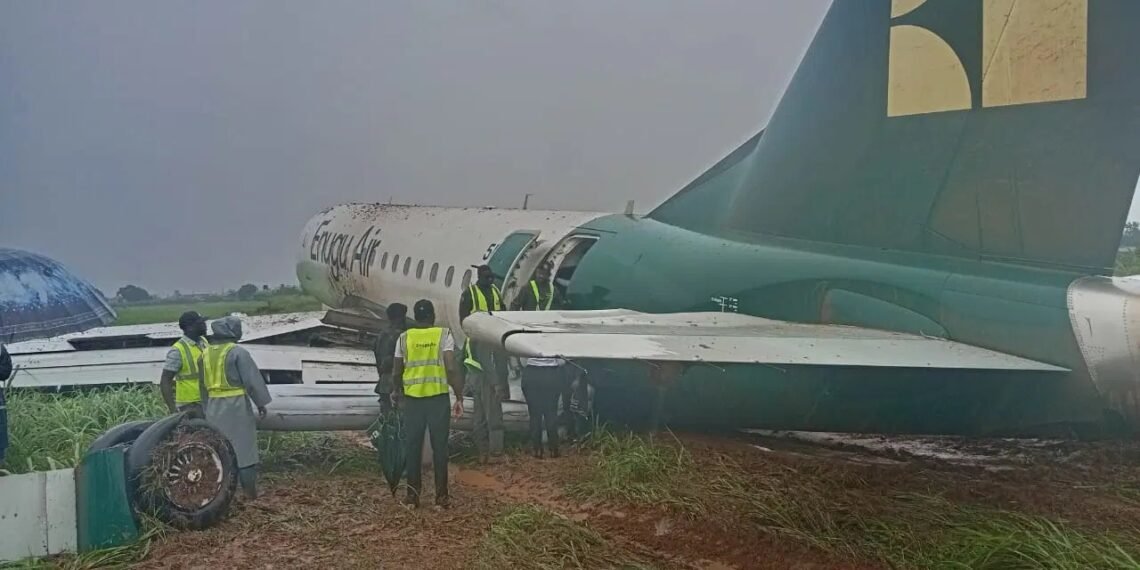 Panic at Benin Airport as Enugu Air Aircraft Crash-Lands