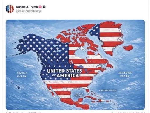 Trump Posts Map Showing American Flag Across Most Of North America